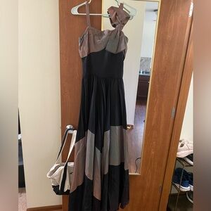 Elegant Black and Brown Strap Dress